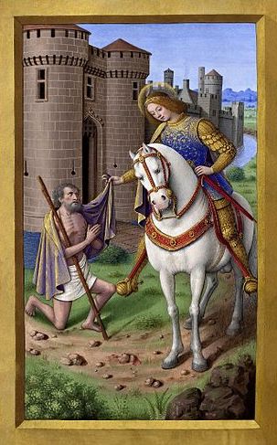 Miniature des Grandes Heures d'Anne de Bretagne — saint Martin partageant son manteau